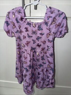 Btween Girls' Lavender Butterfly Tiered Dress -